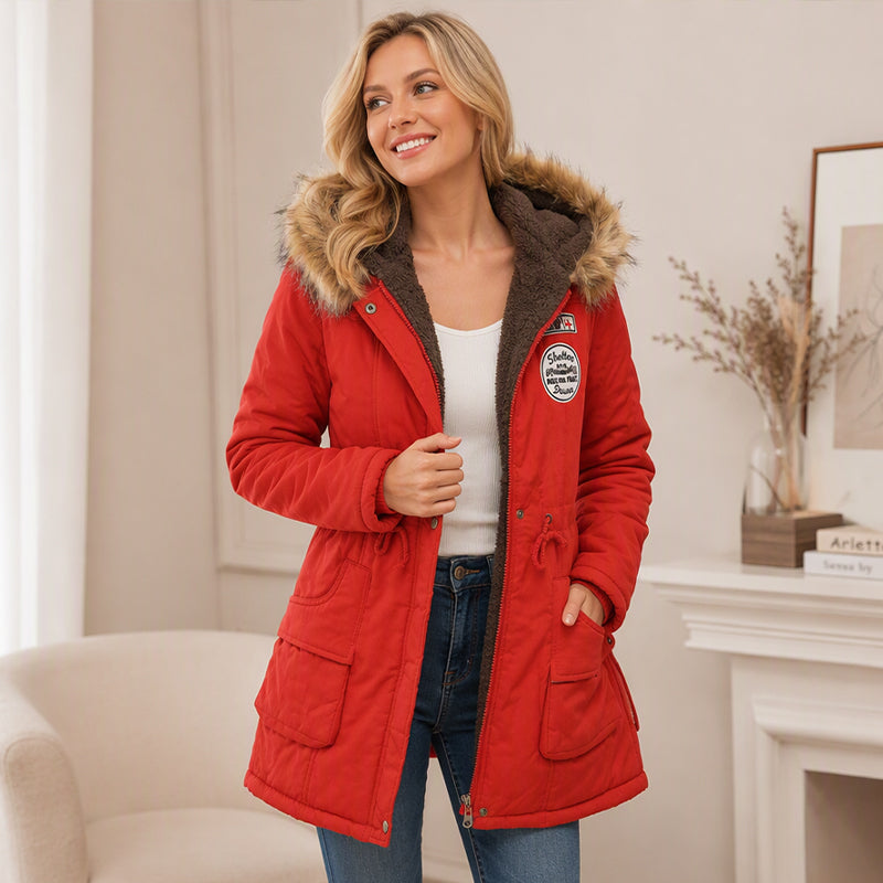 🧥 Koselig beskyttelse, god bevegelsesfrihet | Parka med hette og varmt fôr for damer-9