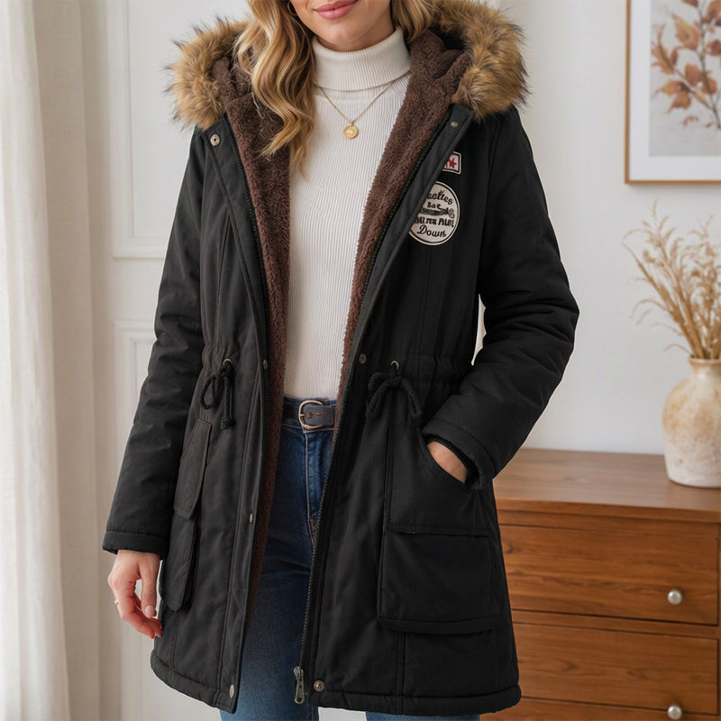 🧥 Koselig beskyttelse, god bevegelsesfrihet | Parka med hette og varmt fôr for damer-13