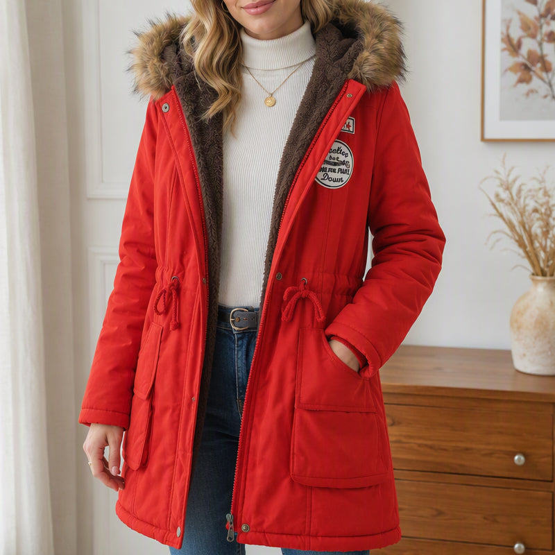 🧥 Koselig beskyttelse, god bevegelsesfrihet | Parka med hette og varmt fôr for damer-14