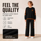 Dame casual sweatshirt og vidbuksesett-3