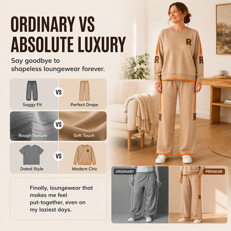 Dame casual sweatshirt og vidbuksesett-2