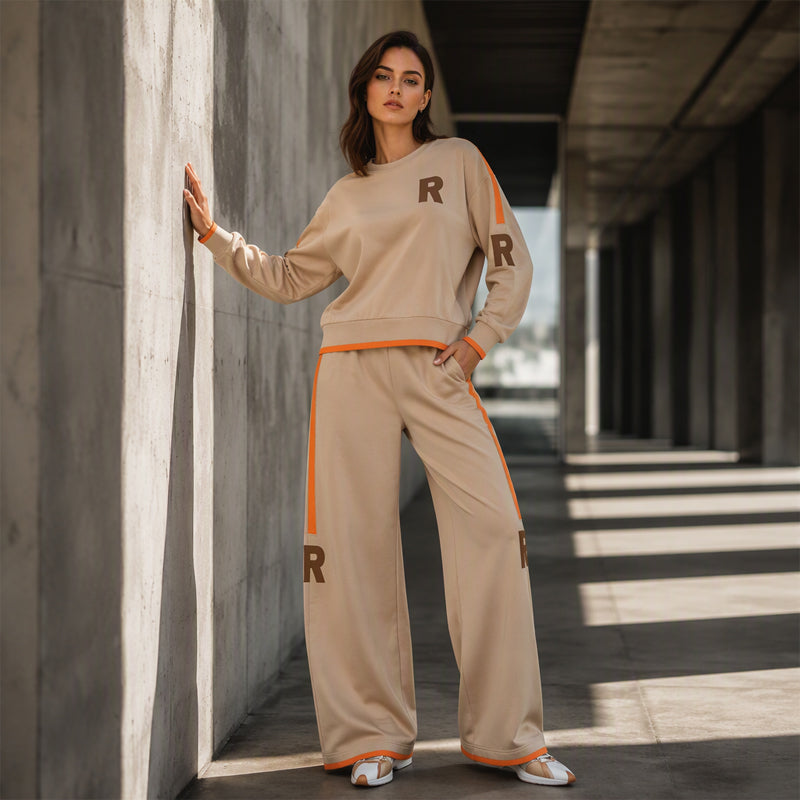 Dame casual sweatshirt og vidbuksesett-8