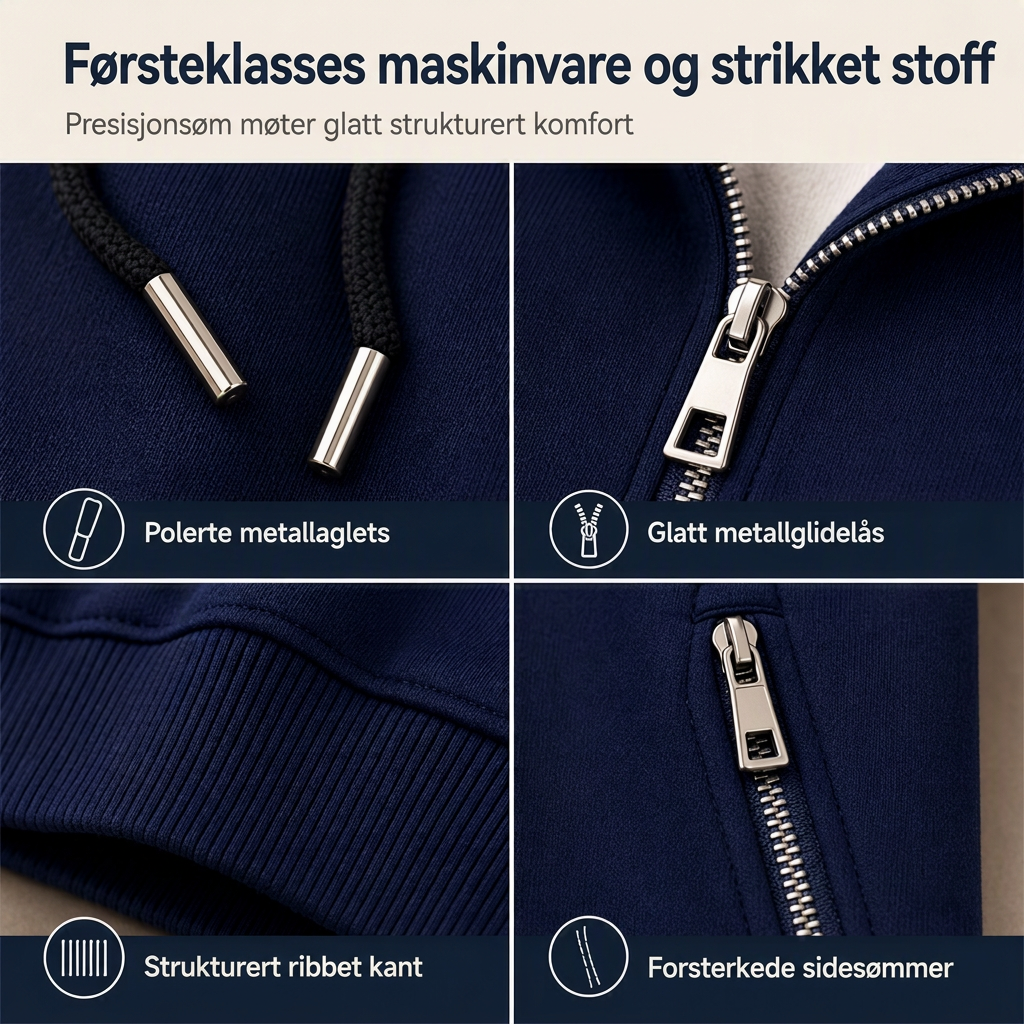 Premium hettegenser for kvinner med hel glidelås og glidelåslommer-3
