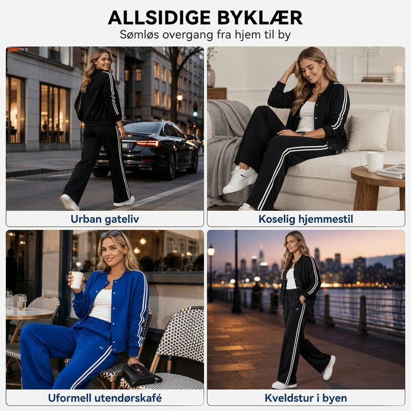 Stripet sporty fritidsklessett for kvinner-6