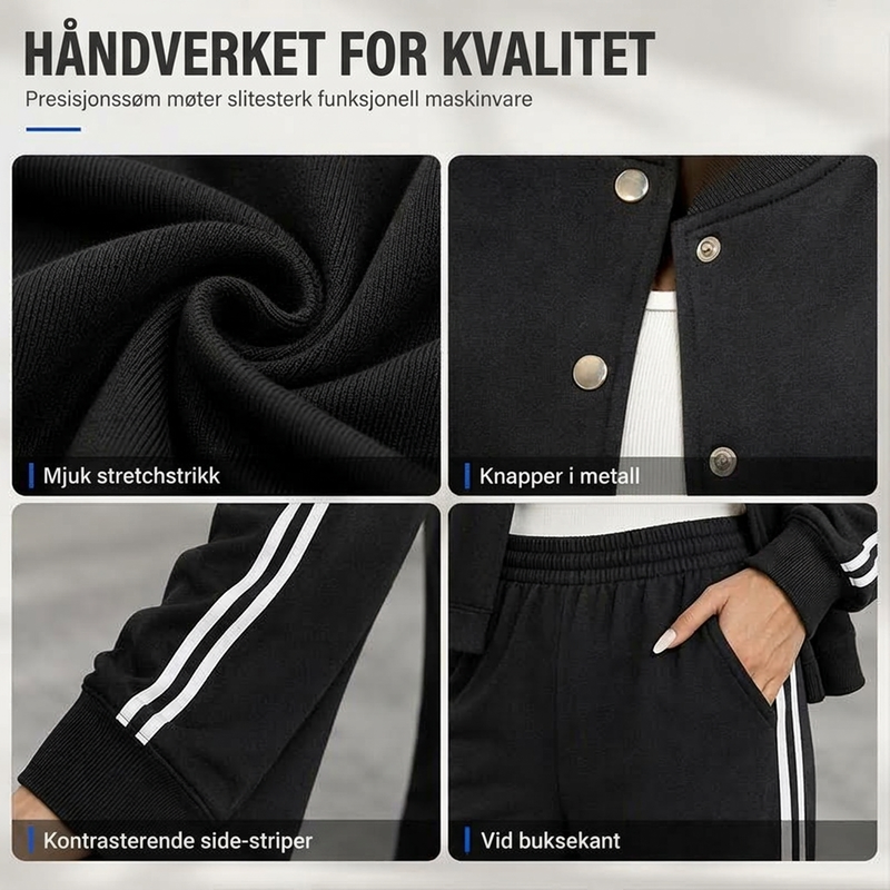 Stripet sporty fritidsklessett for kvinner-4