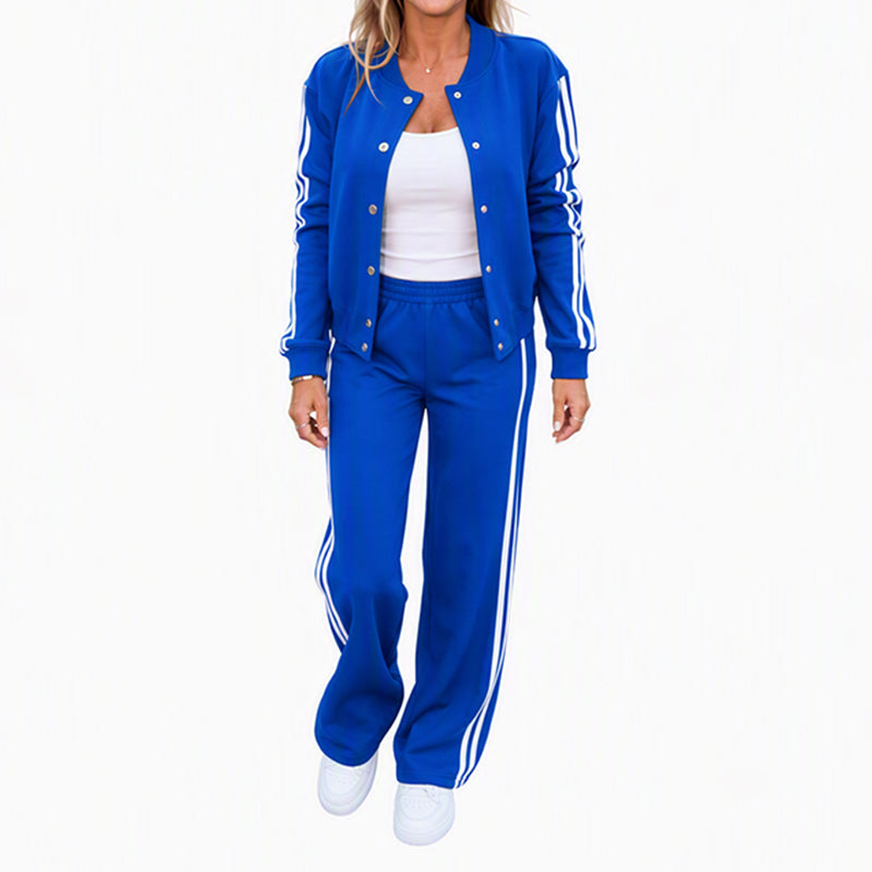 Stripet sporty fritidsklessett for kvinner-9