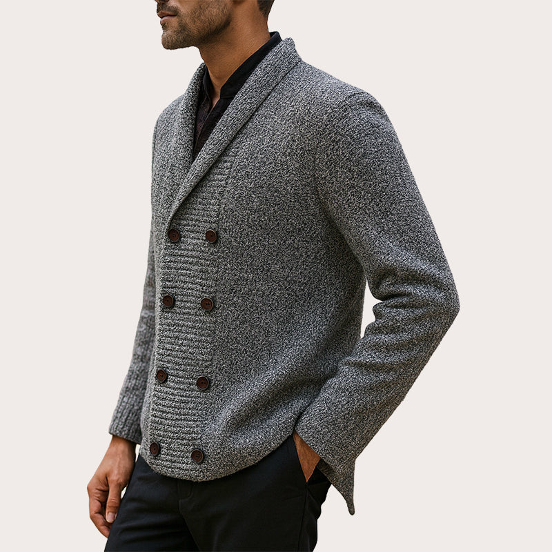 Herre Cardigan med Sjalskrage – Elegant Strikkejakke-13