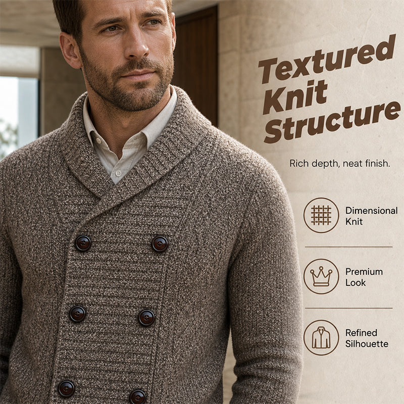 Herre Cardigan med Sjalskrage – Elegant Strikkejakke-5