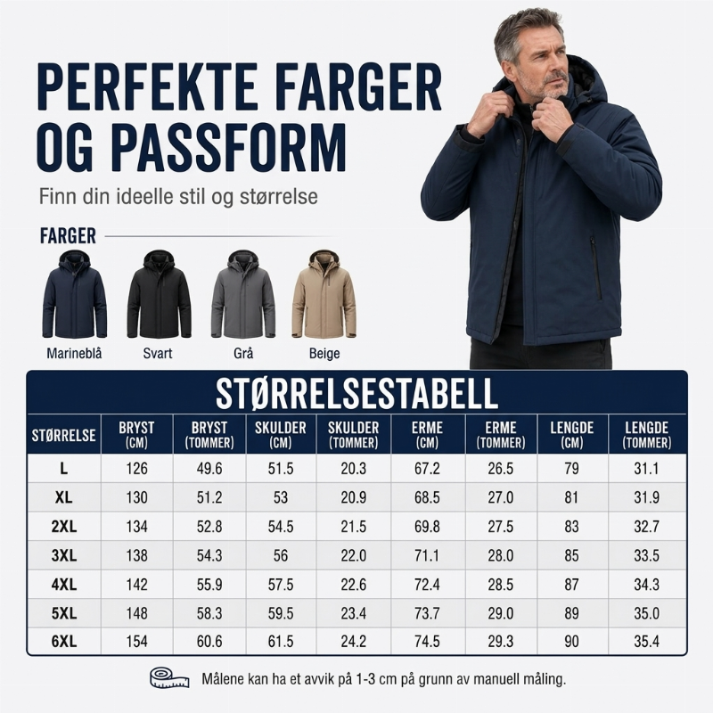 Vanntett herrejakke med hette og plysjfor-5