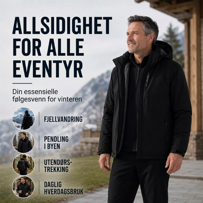 Vanntett herrejakke med hette og plysjfor-4