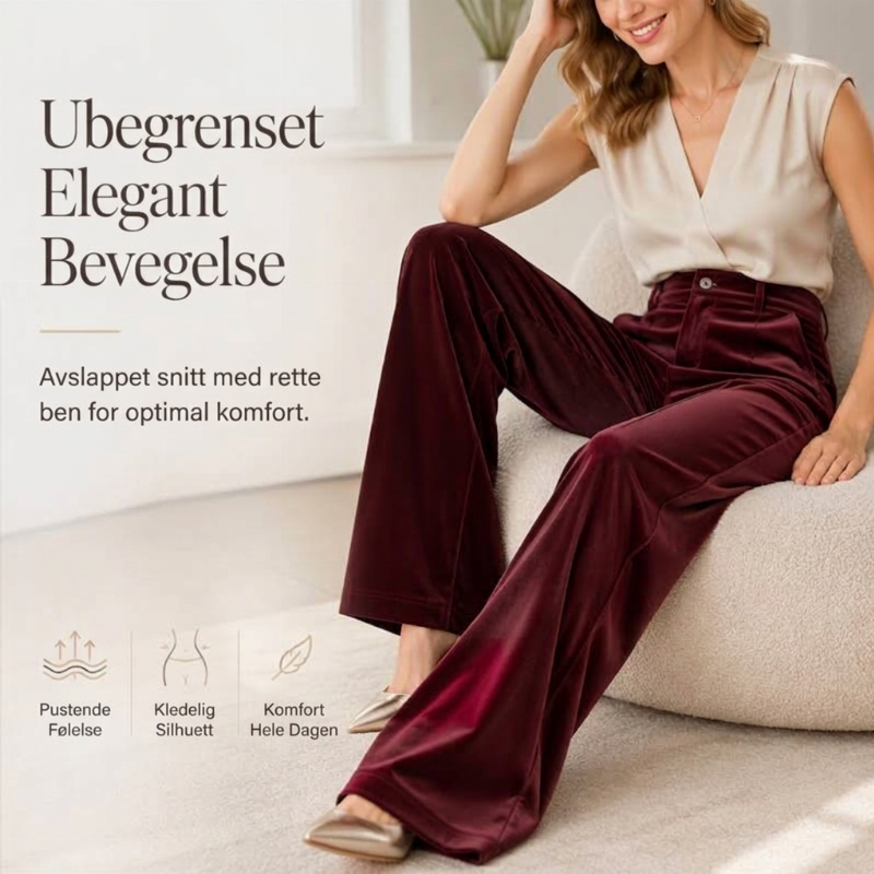 Damebukser med høy midje, avslappet, drapert og vide ben-2