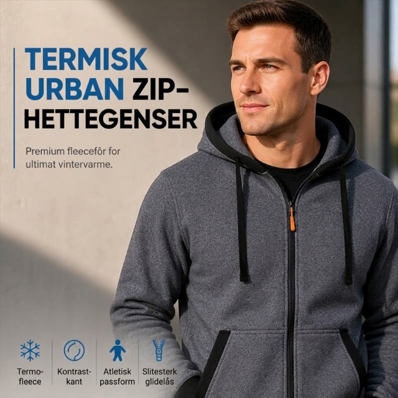 Varm hettegenserjakke med glidelås-4