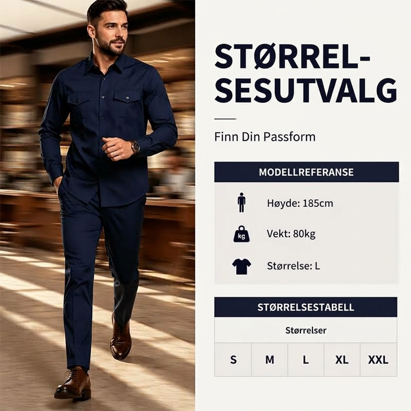 Sett med todelt polyesterskjorte og -bukser for menn-3