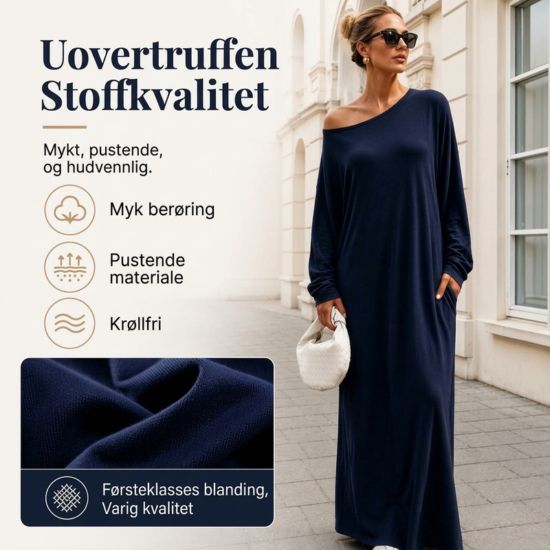 Avskuldret langermet maxikjole for kvinner-3