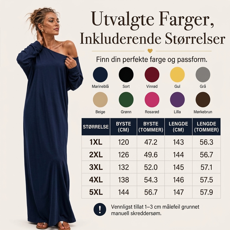 Avskuldret langermet maxikjole for kvinner-5