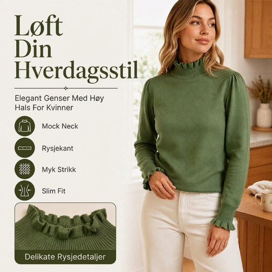 Elegant og koselig strikket topp for kvinner med volangkant