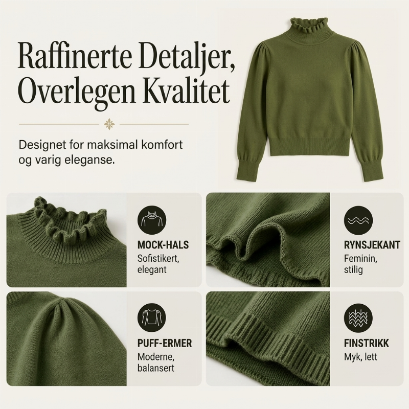 Elegant og koselig strikket topp for kvinner med volangkant-1