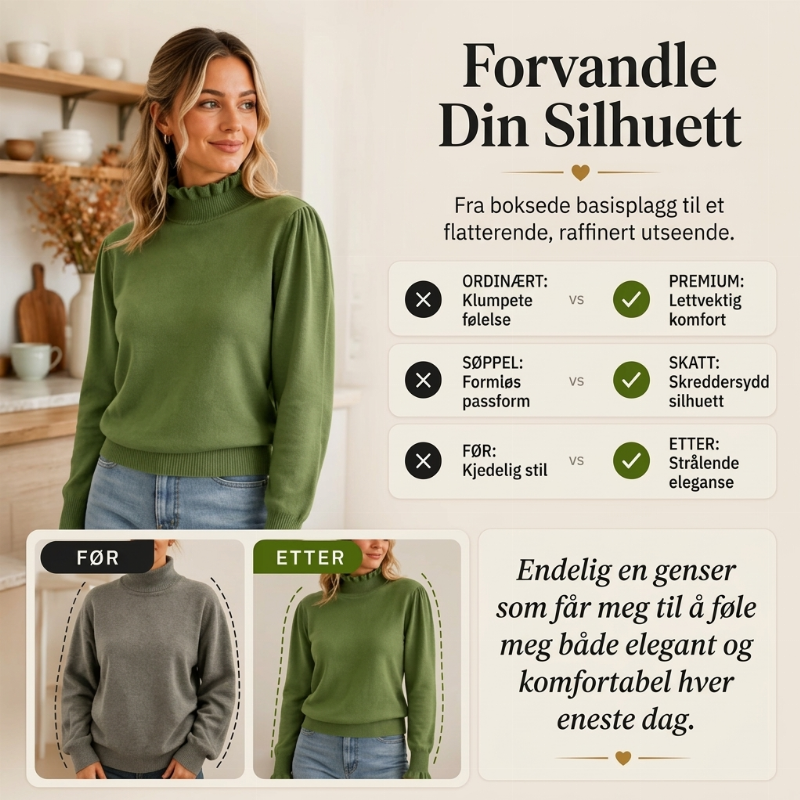 Elegant og koselig strikket topp for kvinner med volangkant-3