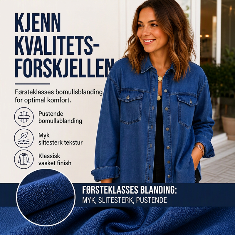 Dames dongerijakke med frynsete kant og vasket utseende-3