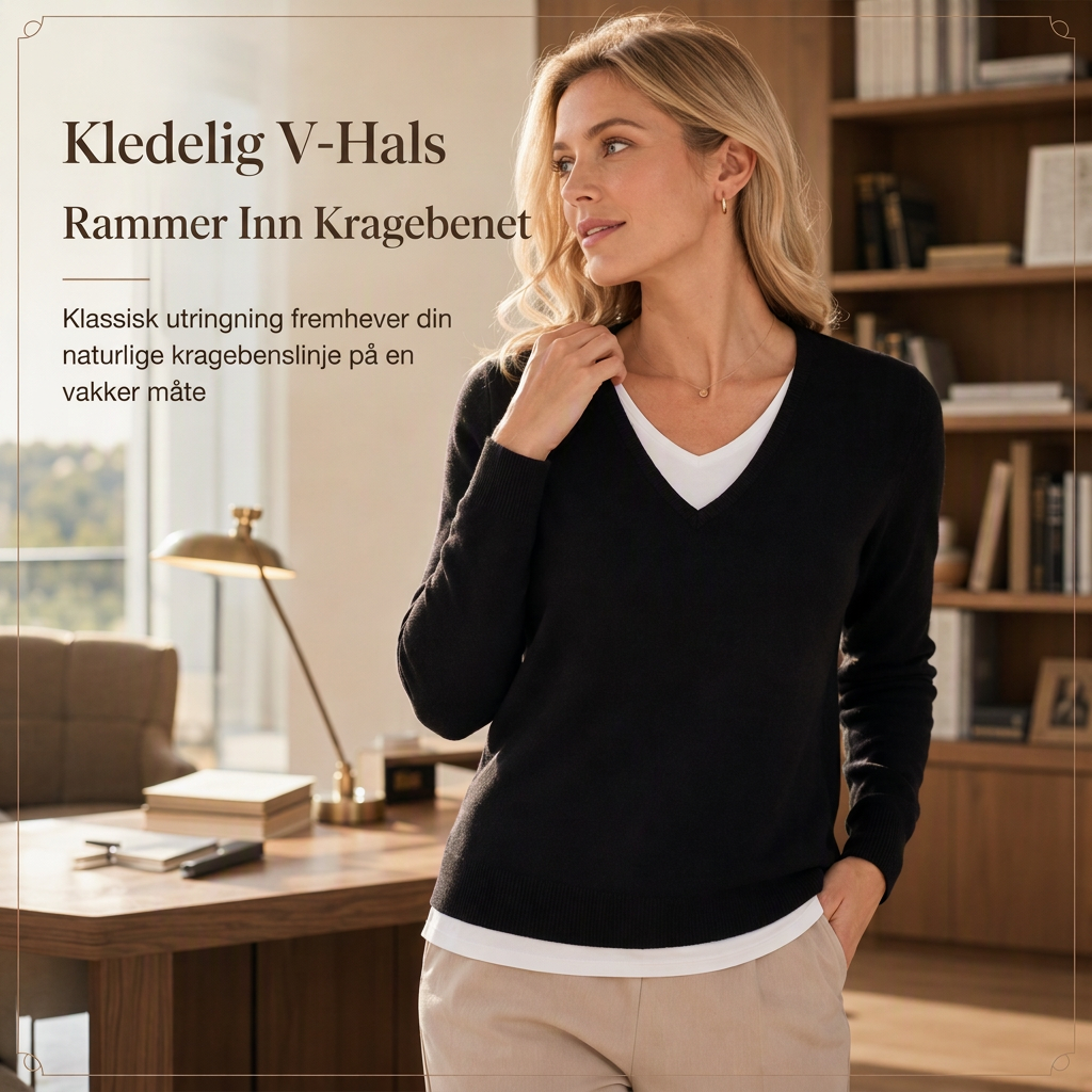 Damelig strikket topp i falsk to-delt design med V-hals-2