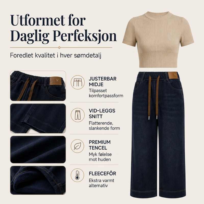 Uformelle vider-legde jeans med snøring for kvinner-1