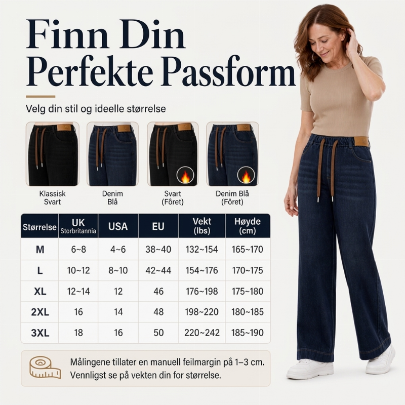 Uformelle vider-legde jeans med snøring for kvinner-2
