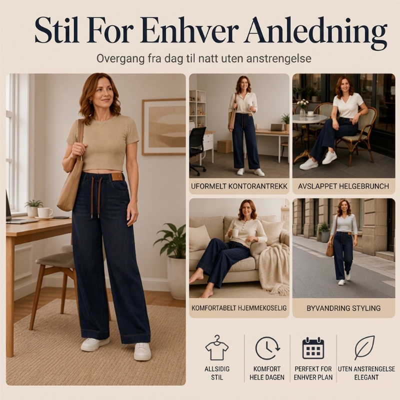 Uformelle vider-legde jeans med snøring for kvinner-5