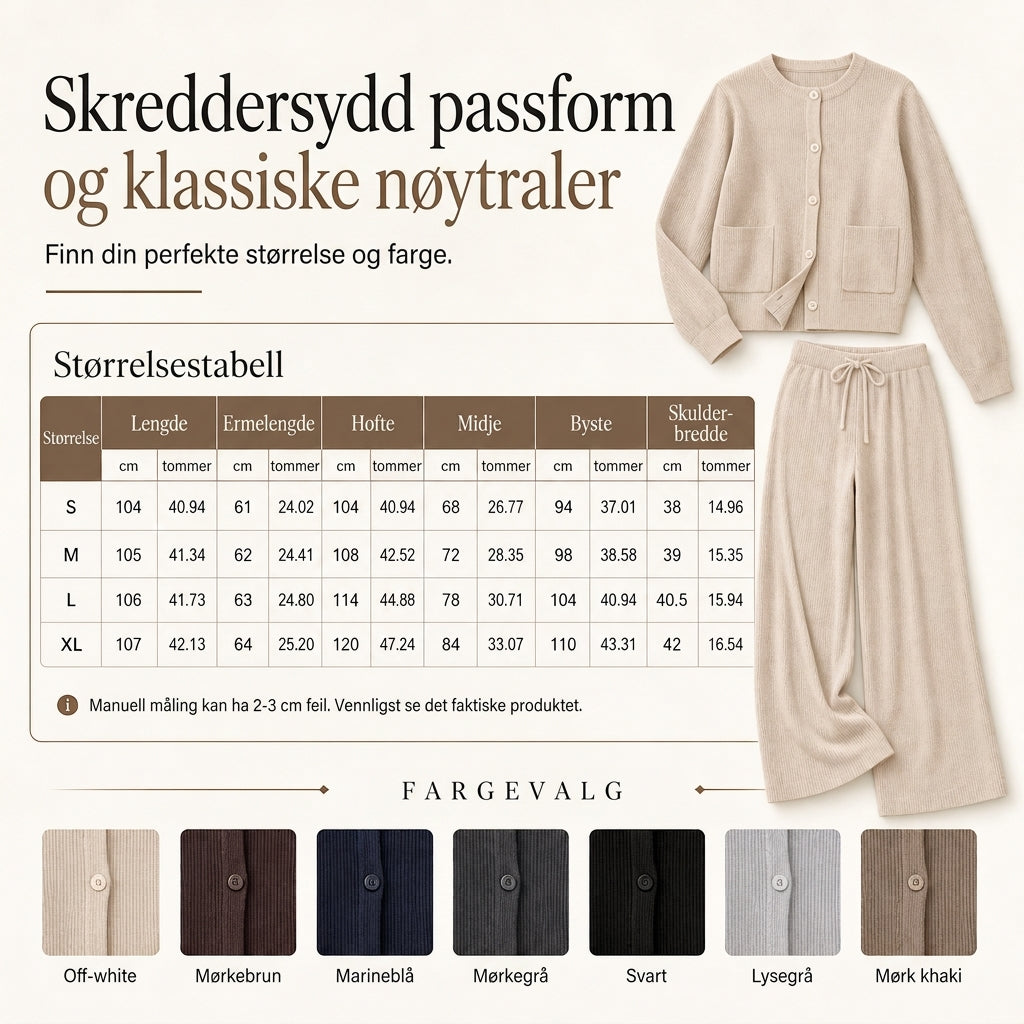 Strikket todelt sett for dame – kardigan og vide bukser-6