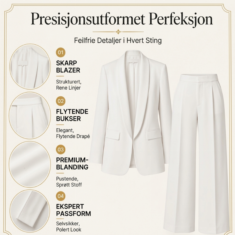 🔥 50% RABATT | Elegant blazer- og buksesett med sjalskrage-1