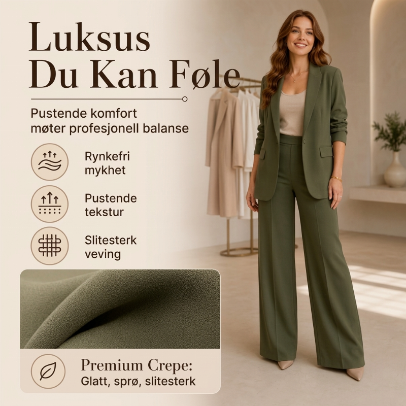 🔥 50% RABATT | Elegant blazer- og buksesett med sjalskrage-3