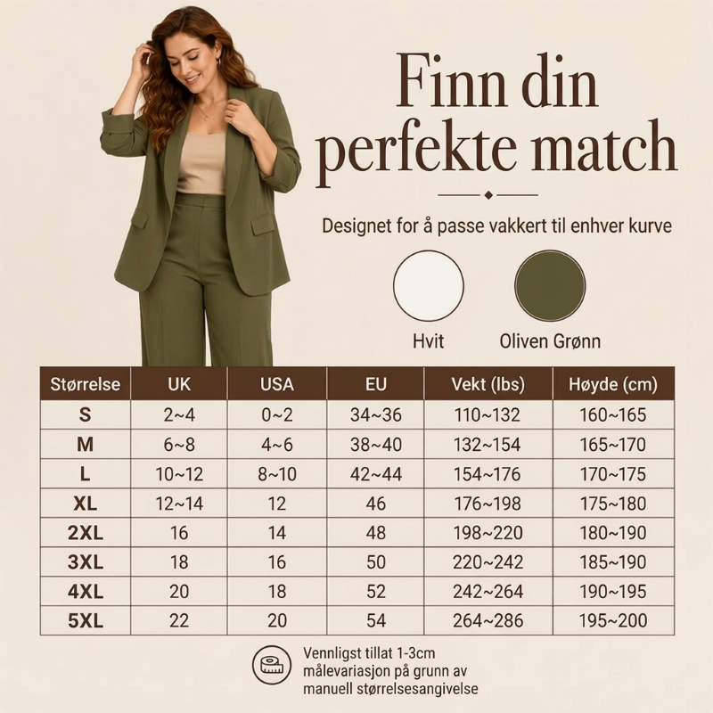 🔥 50% RABATT | Elegant blazer- og buksesett med sjalskrage-5