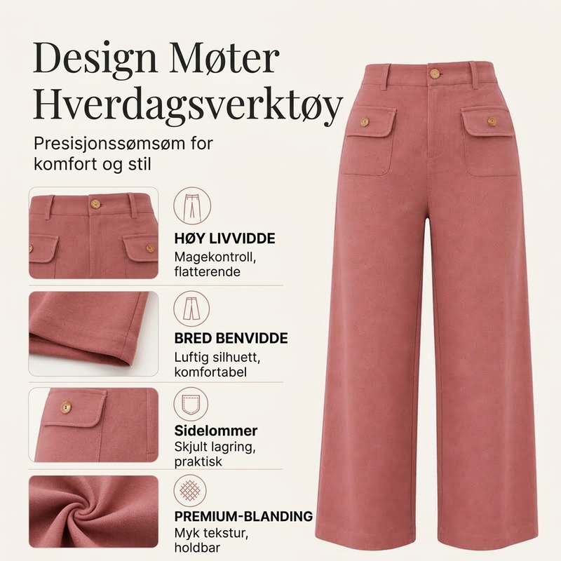 Bredbukser med høy midje for kvinner-1