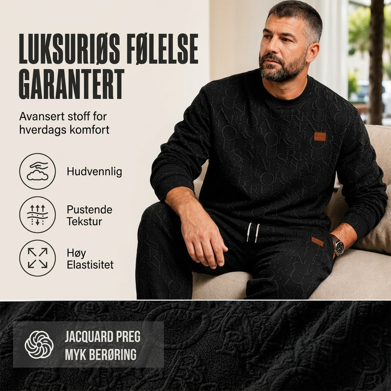 Sett med jakkard-gensere med bokstaver og snørebukser for menn-3