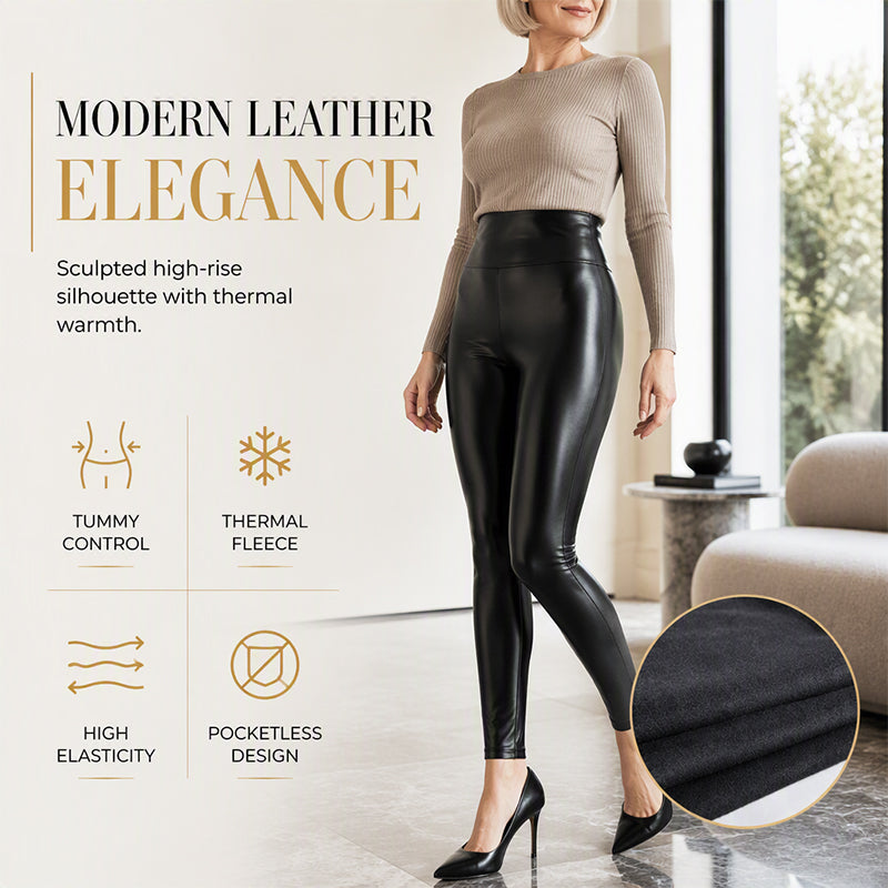 Dame høy midje PU-skinn leggings