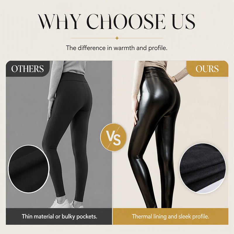 Dame høy midje PU-skinn leggings-4