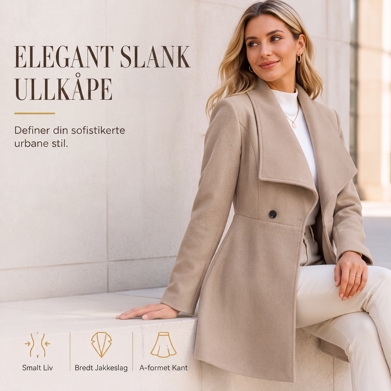 Elegant, tilpasset frakk med slag for kvinner-2