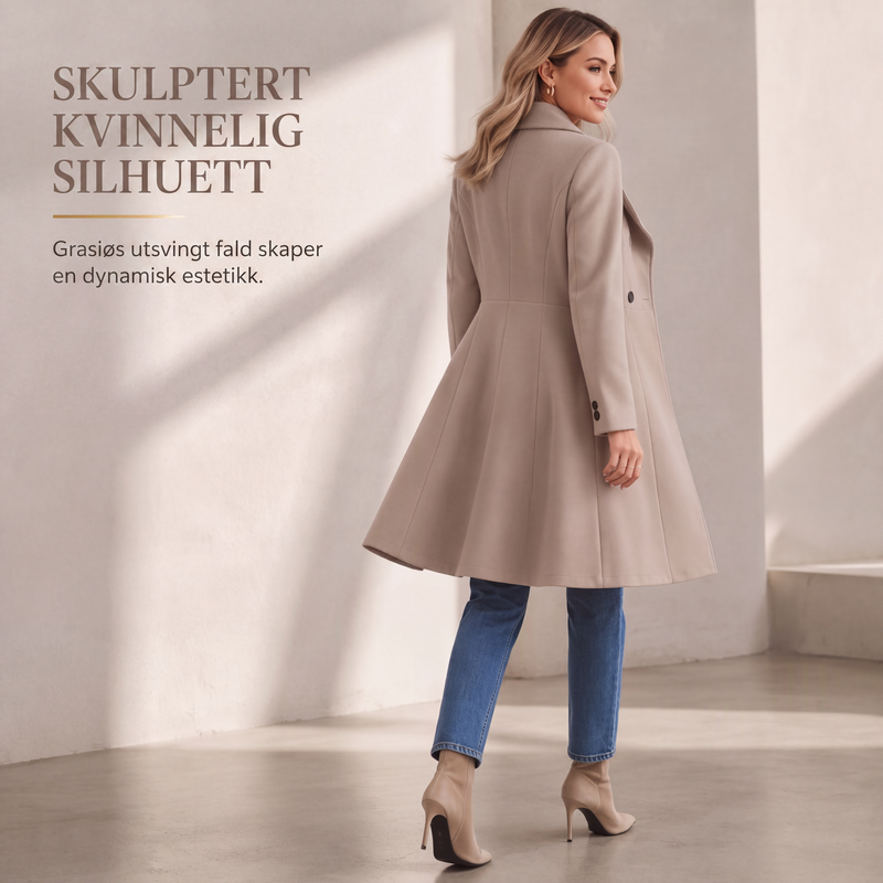 Elegant, tilpasset frakk med slag for kvinner-3