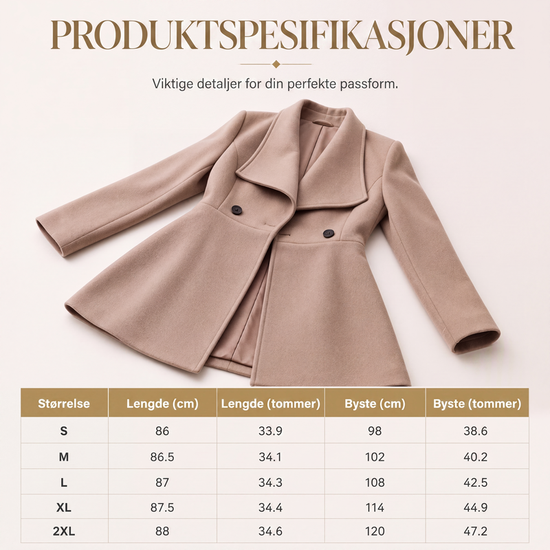 Elegant, tilpasset frakk med slag for kvinner-6