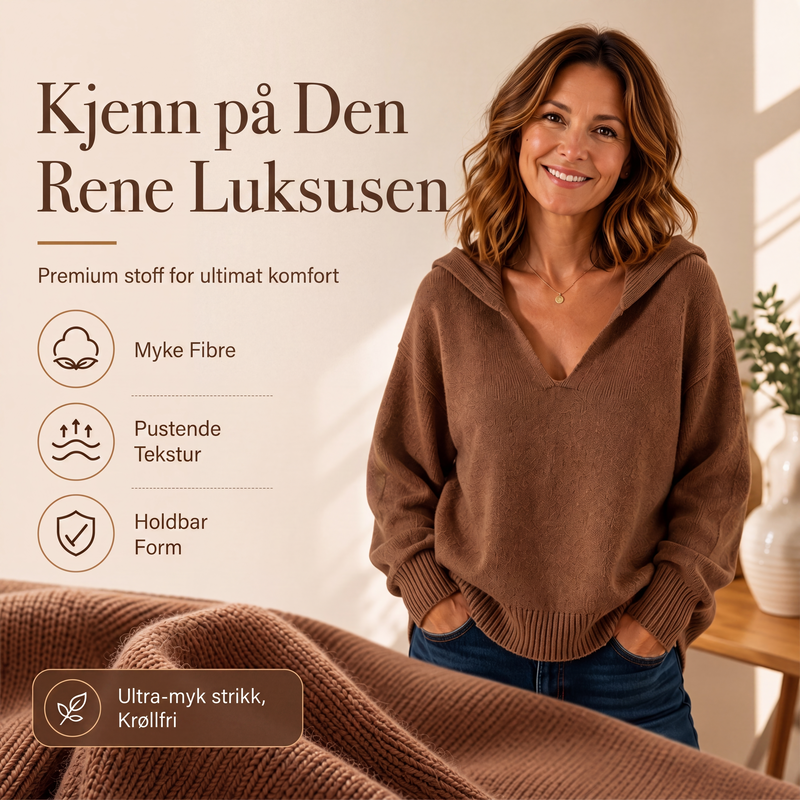 Strikket genser med V-hals og reverskrage for kvinner-3