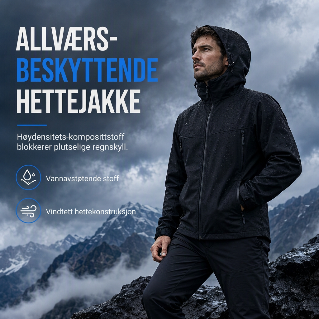 Unisex softshelljakke med hette – vannavstøtende & pustende