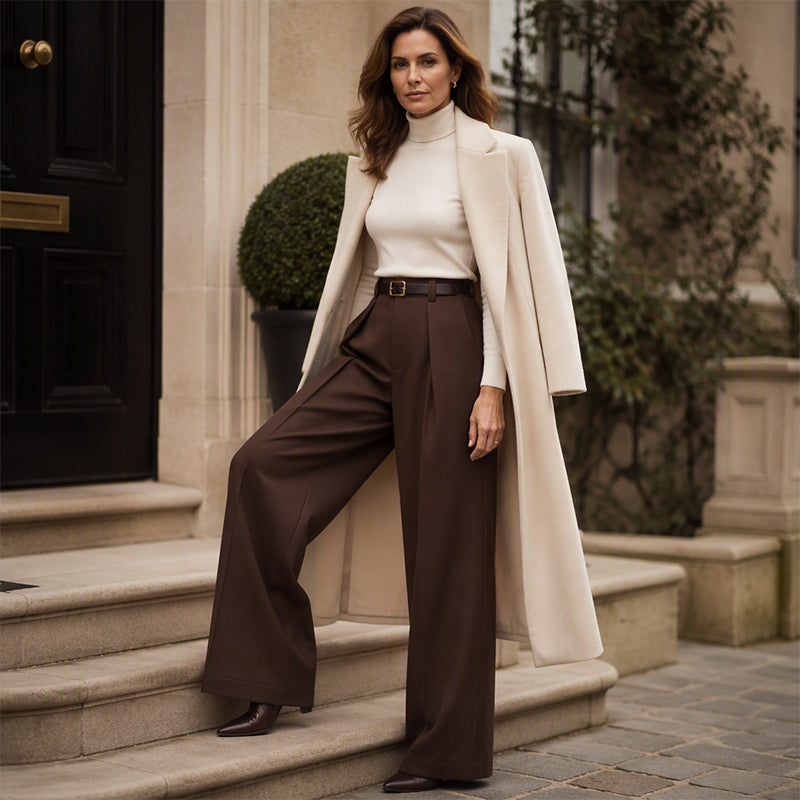 Dame Elegant Drapert Vide Benklær-3