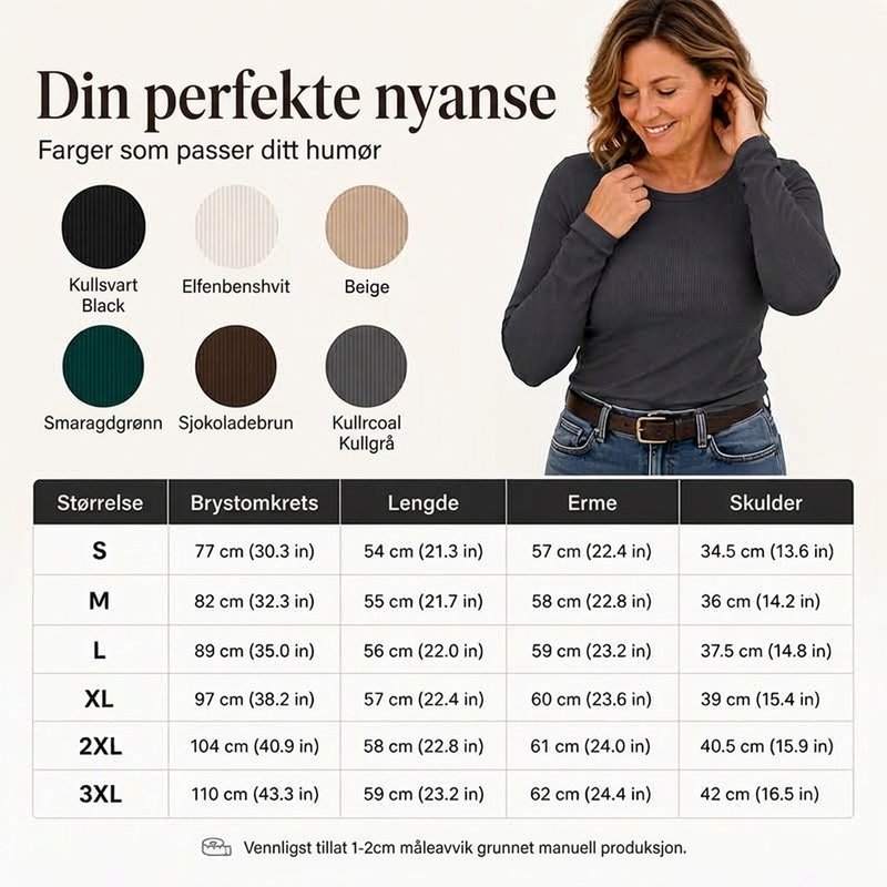 🔥 50% RABATT | Figursydd ribbestrikket topp med rund hals – myk & elastisk-2