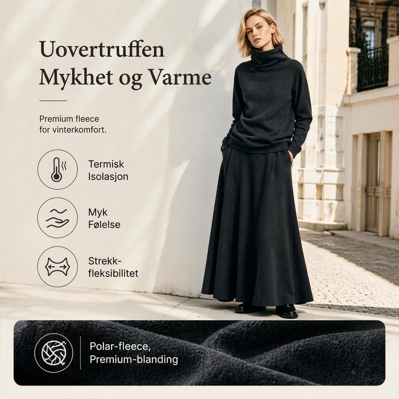 Sett med høyhalset genser og lang skjørt for kvinner-3