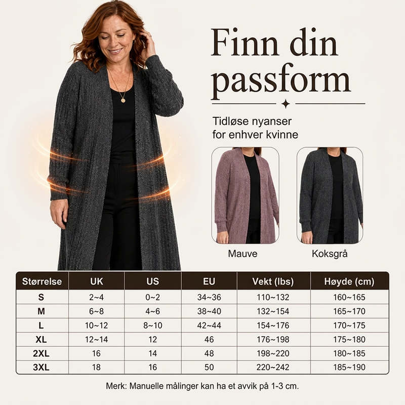 Dame koselig ribbestrikket lang cardigan-2