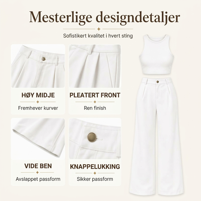 Damebukser med høy midje og rette ben til formelle anledninger-1