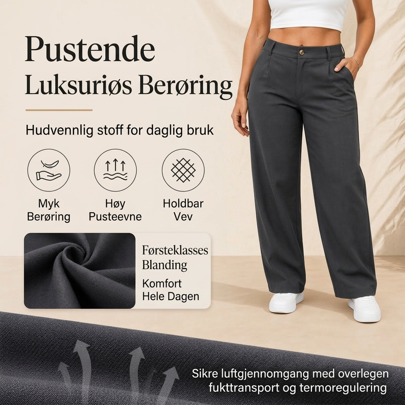 Damebukser med høy midje og rette ben til formelle anledninger-3