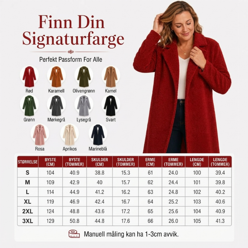 Dame mellomlang lammeullskåpe-5
