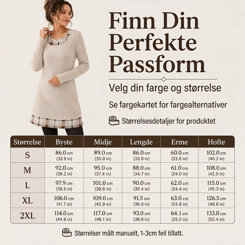 Kvinner uformell rutete lappet strikket kjole-5