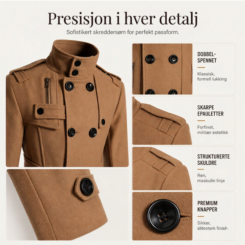 Dobbeltradet trenchcoat i slim fit for menn-1