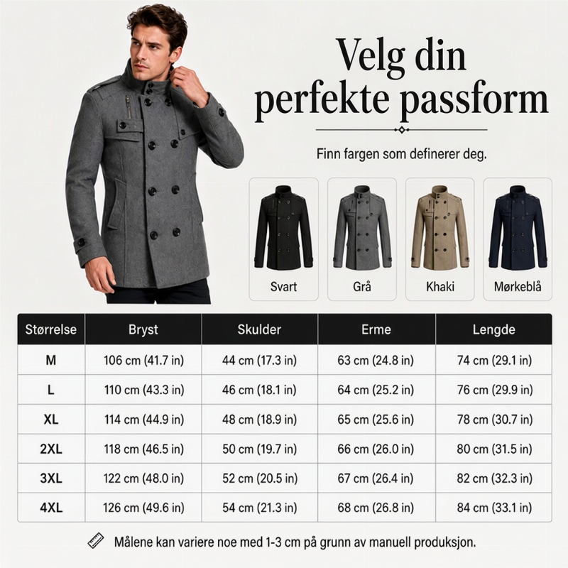 Dobbeltradet trenchcoat i slim fit for menn-2